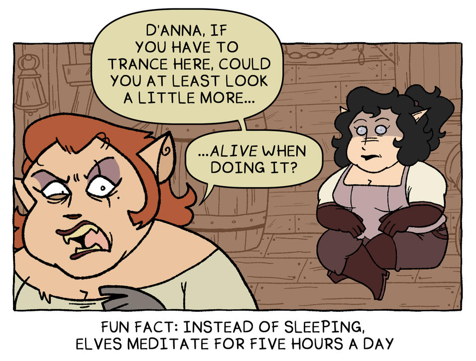 D'anna staring blankly in the distance while an uneasy Majel looks at her.